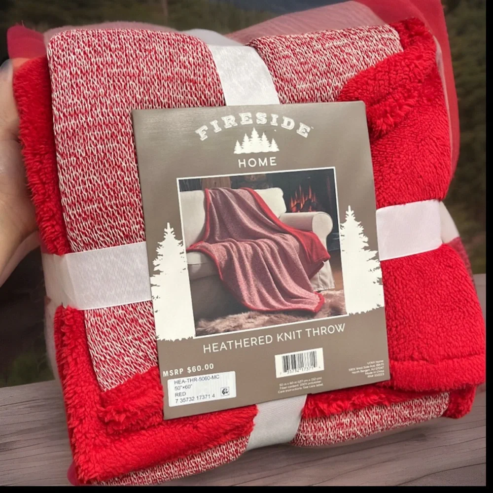 Fleece Heathered Knit Throw Sherpa Reverse Red Perfect 4 Anytime Of The Year